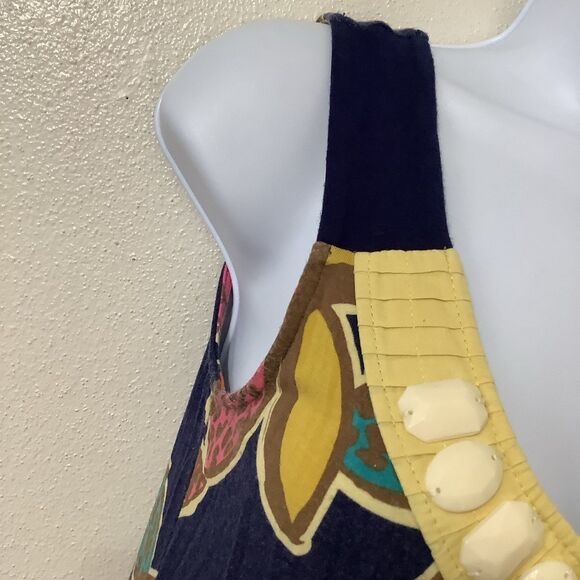 Boden Artsy Bohemian Hippie Graphic Floral Embellished Coloful Blouse Sz 4 - Picture 4 of 11